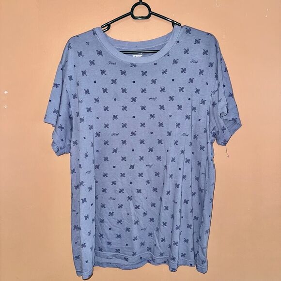 PINK Victoria Secret Blue Logo Tee - Women's Medium - Picture 4 of 8